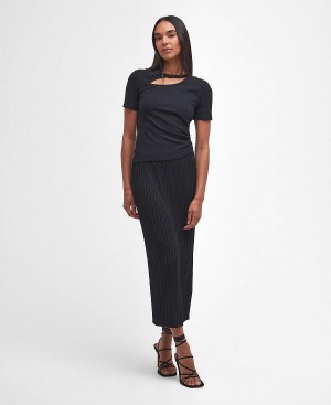 Barbour Alicia Knitted Midi Skirt Sort | BABO89606