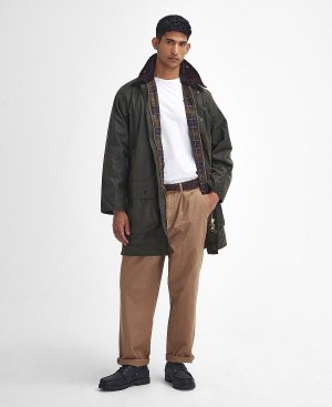 Barbour Border® Waxed Jacket Olivengrøn | BABO87286