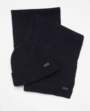 Barbour Carlton Fleck Beanie & Scarf Gift Set Grå | BABO89111