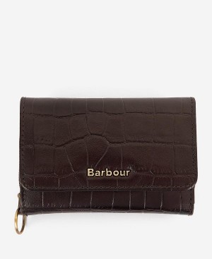 Barbour Faux Croc French Purse Sort Lyserød | BABO90063