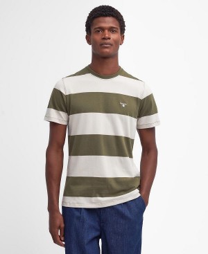 Barbour Whalton Striped T-shirt Olivengrøn | BABO88307